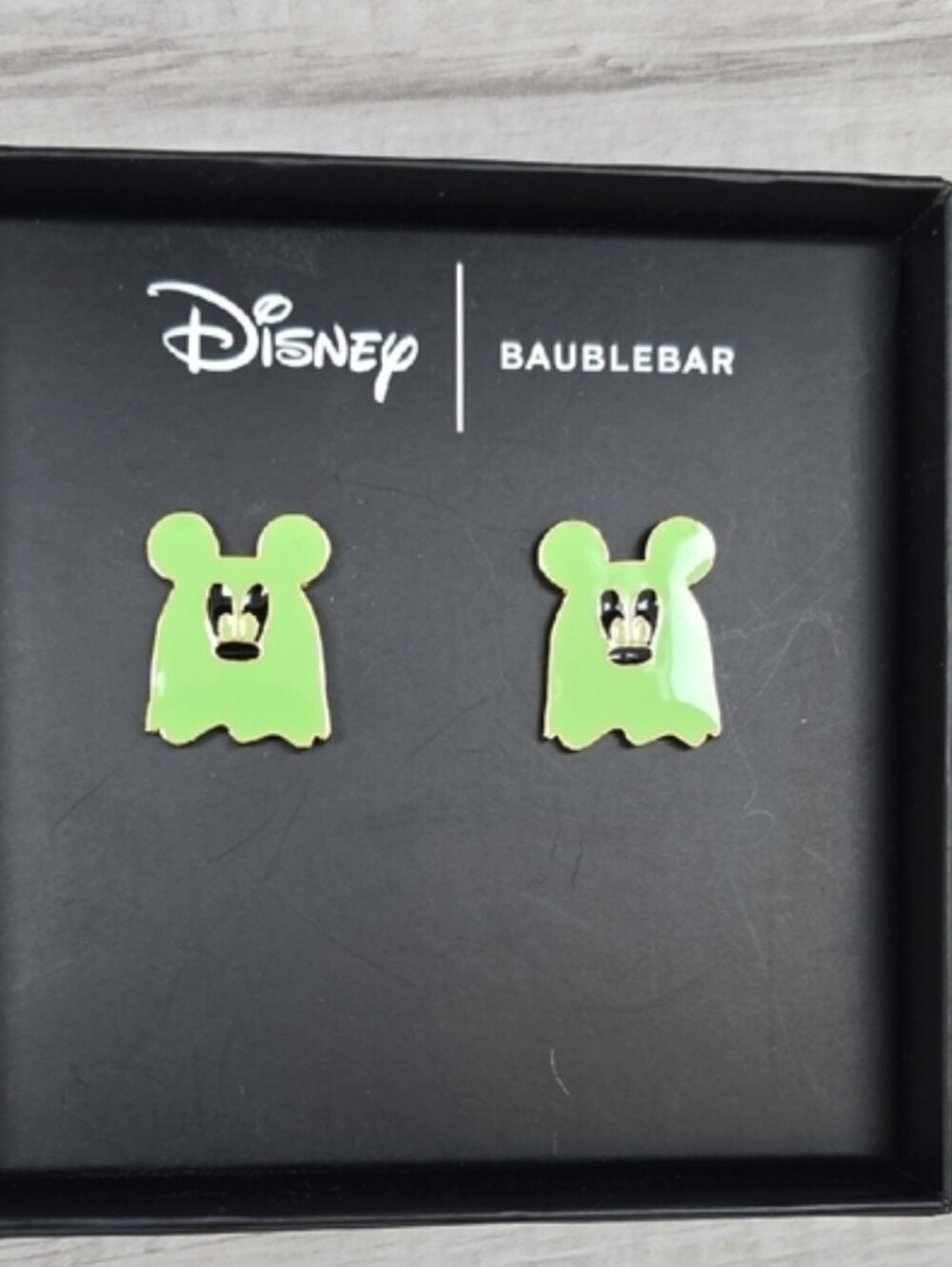 Disney x BaubleBar Green Mickey Ghost Earrings